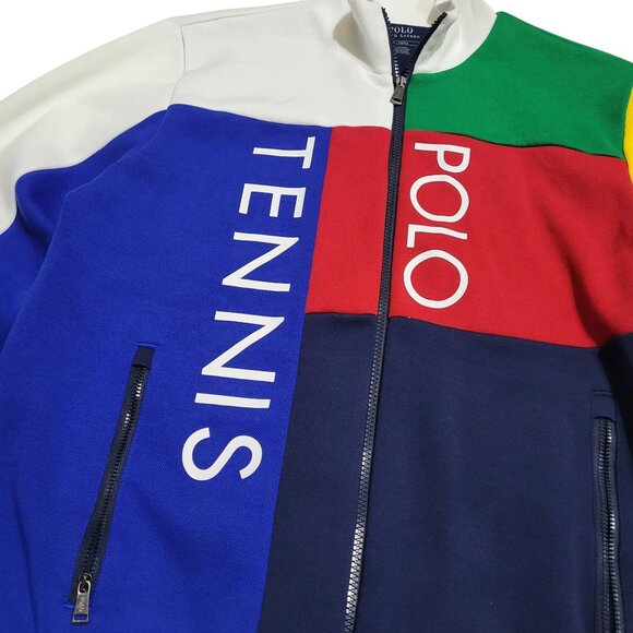 Polo Ralph Lauren Knit Tennis Jacket Multi Color Block Red Blue Yellow Green Wht - Picture 5 of 12